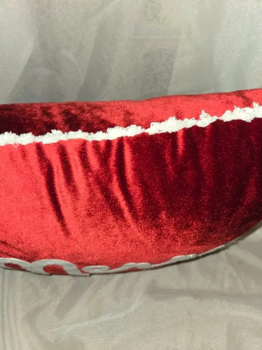 The Red Velvet Merry Christmas Embroidered Pillow is an Embroidery